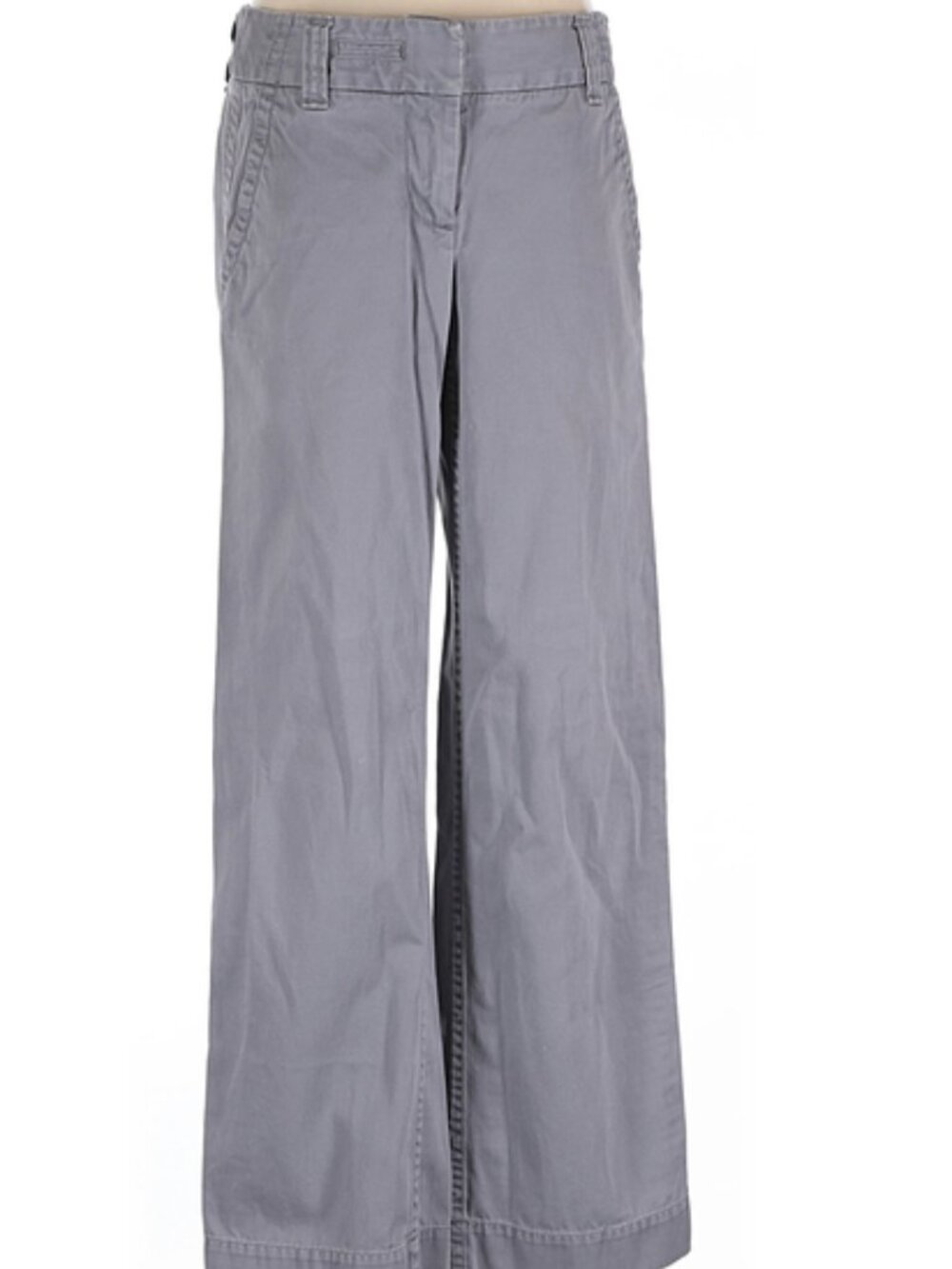 J. CREW-WIDE LEG Chino Pants Women's 2R Low Rise Gray. 100% Cotton